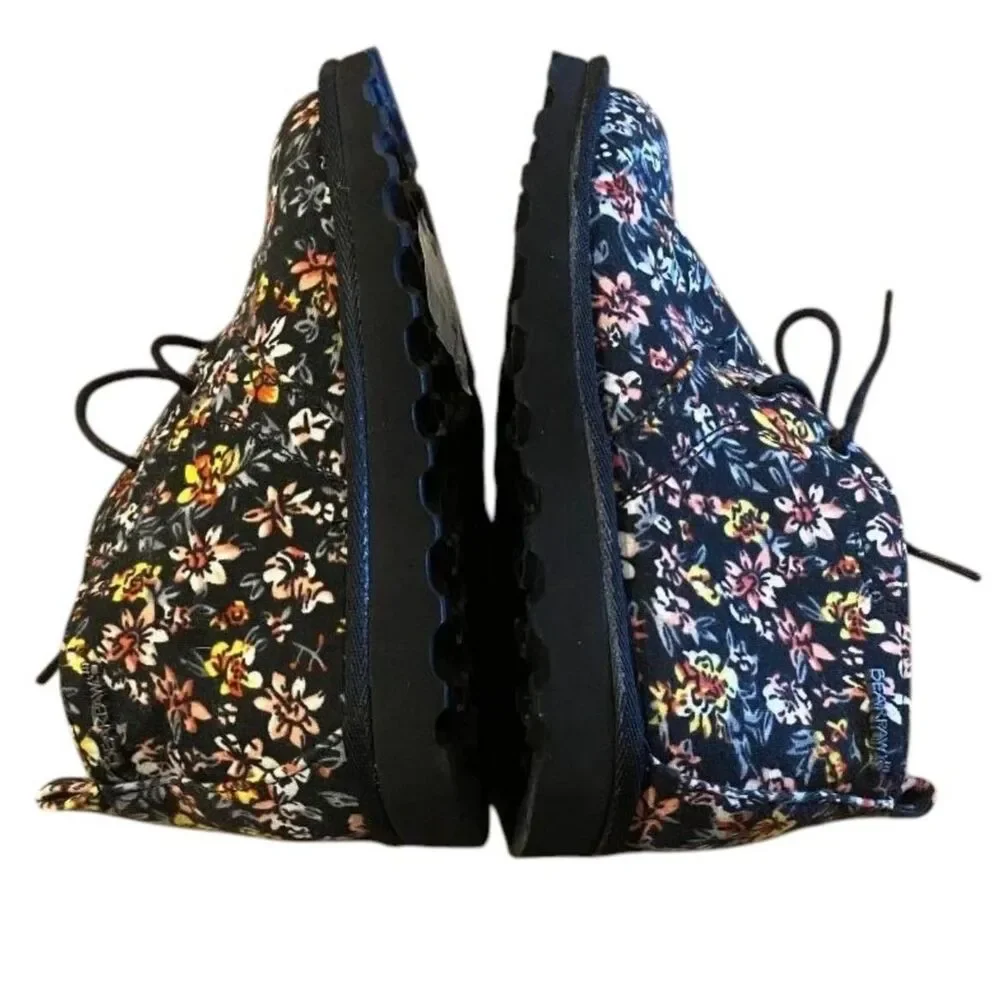 BEARPAW KIDS YOUTH Chukka Bootie Boots BLACK Floral US Sz 2 NWOT 2578Y